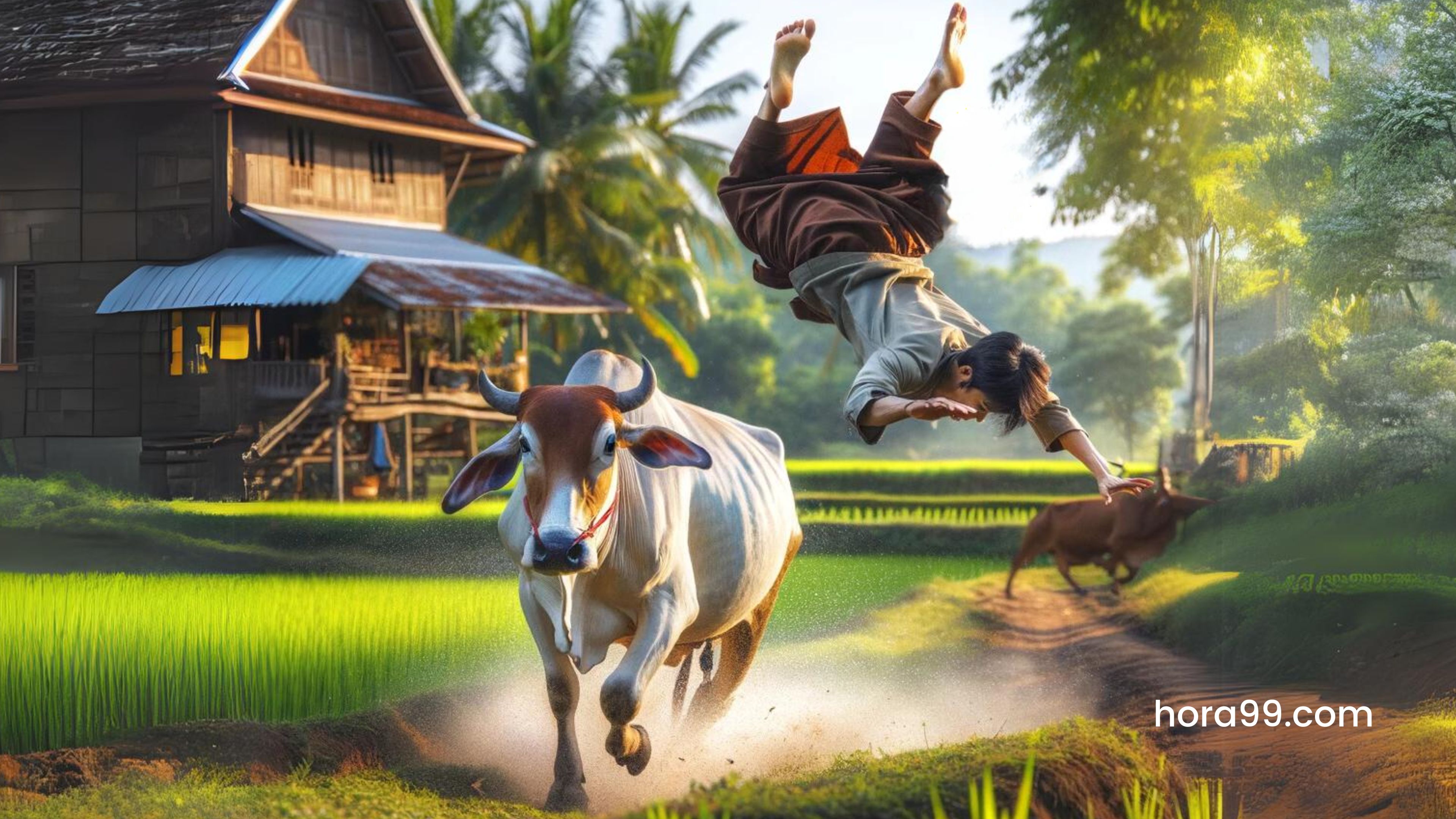 ฝันว่าขี่วัวแล้วตกลงมา